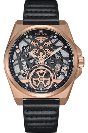 heritor automatic Mens Romero Leather-Band Watch - Stainless Steel - One Size