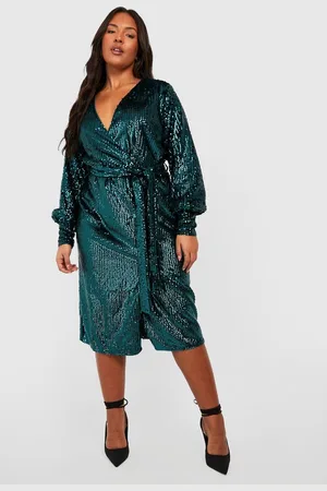 Boohoo Womens Plus Matte Sequin Wrap Midi Dress - - Size 20 UK