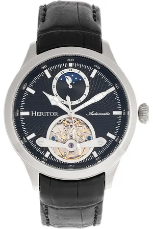heritor automatic Mens Gregory Semi-Skeleton Leather-Band Watch - Stainless Steel - One Size