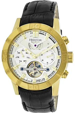 heritor automatic Mens Hannibal Semi-Skeleton Leather-Band Watch - Stainless Steel - One Size