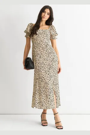 Gini London Womens Animal Printed Split Viscose Midi Dress - Size 14 UK