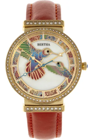Bertha Womens Emily Mother-Of-Pearl Leather-Band Watch - Stainless Steel - One Size