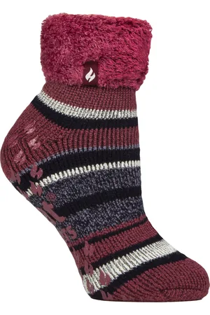 Heat Holders Womens Ladies Soft Stripe Lounge Socks for Winter - - Size UK 4-8