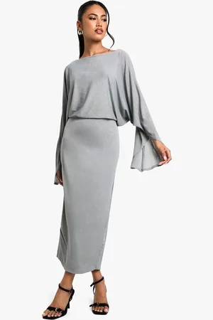 Boohoo Womens Boat Neck Flare Sleeve Midaxi Dress - - Size 8 UK
