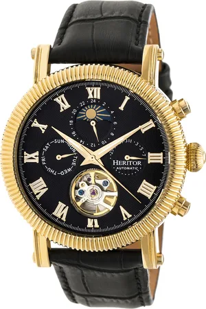 heritor automatic Mens Winston Semi-Skeleton Leather-Band Watch - Stainless Steel - One Size