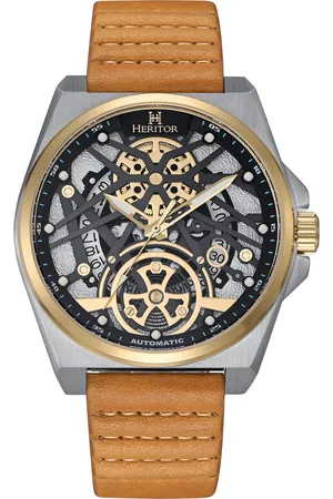heritor automatic Mens Romero Leather-Band Watch - Stainless Steel - One Size