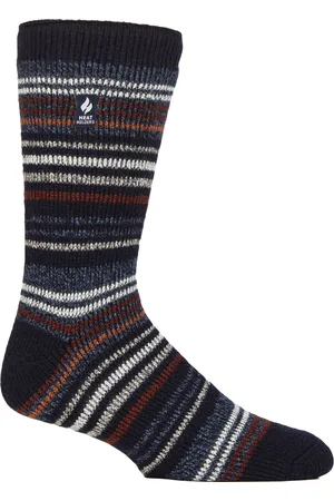 Heat Holders Mens Thermal Stripe Pattern Socks for Winter - - Size UK 6-11