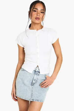 Boohoo Womens Bleach Wash Denim Mini Skirt - Cotton - Size 14 UK