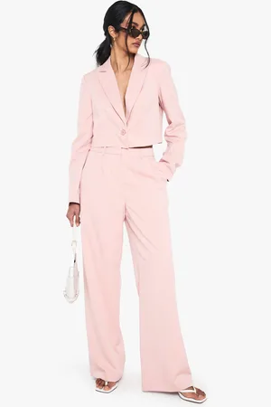 Boohoo Womens Tailored Occasion Pleated Wide Leg Trousers - - Size 14 UK