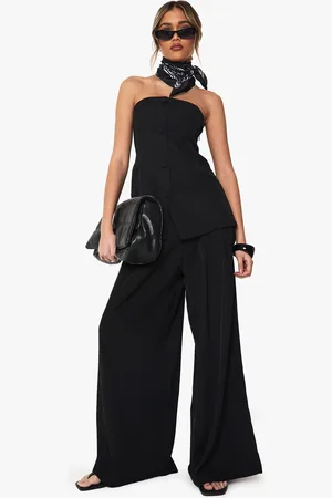 Boohoo Womens Tailored Pleated Wide Leg Trousers - - Size 14 UK