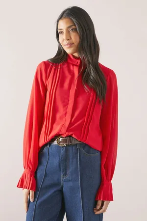 wallis Womens Ruffle Neck Pleat Detail Blouse - - Size 10 UK