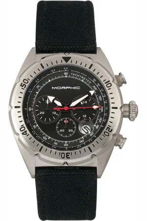Morphic Mens M53 Series Chronograph Fiber-Weaved Leather-Band Watch w/Date - Stainless Steel - One Size