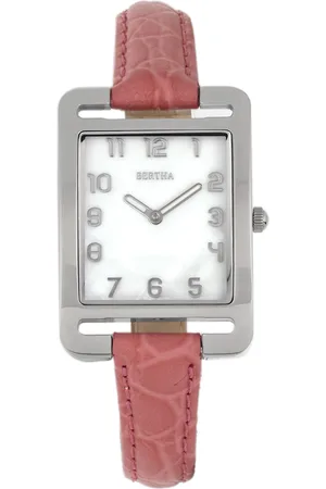 Bertha Womens Marisol Swiss MOP Leather-Band Watch - Stainless Steel - One Size