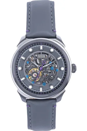 Reign Mens Weston Automatic Skeletonized Leather-Band Watch - Stainless Steel - One Size