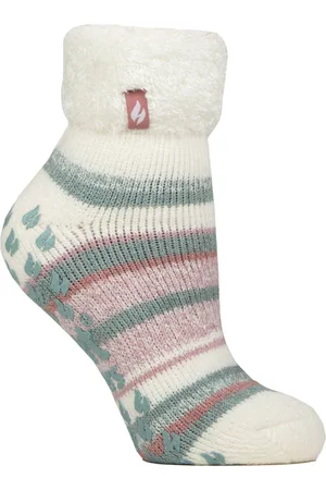 Heat Holders Womens Ladies Soft Stripe Lounge Socks for Winter - - Size UK 4-8