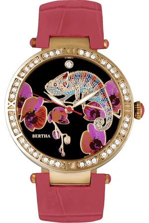 Bertha Womens Camilla Mother-Of-Pearl Leather-Band Watch - Stainless Steel - One Size