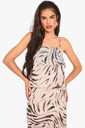 Boohoo Womens Zebra Print Strappy Open Back Woven Cami Top - - Size 6 UK