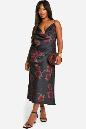 Boohoo Womens Plus Floral Cowl Neck Midaxi Dress - - Size 22 UK