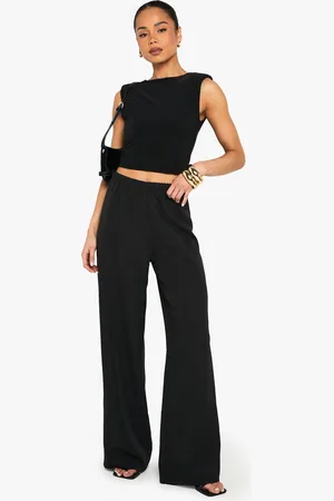 Boohoo Womens Woven Elasticated Wide Leg Trousers - - Size 6 UK