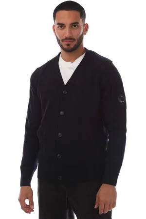 C.P. Company Mens Lens Waffle Knit Cardigan in Wool - Size 2XL