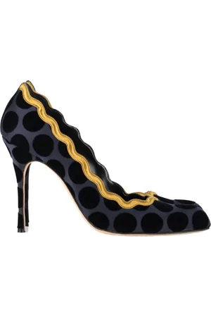 Manolo Blahnik Pre-owned Womens Polka Dot Scalloped Pumps in Navy Blue Satin - Size EU 40