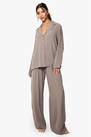 Boohoo Womens Woven Oversized Shirt & Drawstring Trouser Co-ord - - Size 10 UK