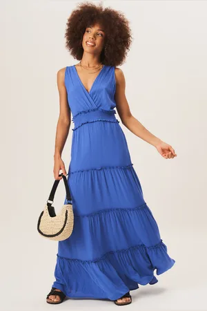 Gini London Womens Shirred waist Wrap Tiered Midi Dress - - Size 14 UK