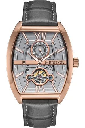 heritor automatic Mens Masterson Semi-Skeleton Leather-Band Watch - Stainless Steel - One Size