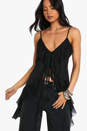 Boohoo Womens Mesh Frill Detail Cami Top - - Size 12 UK