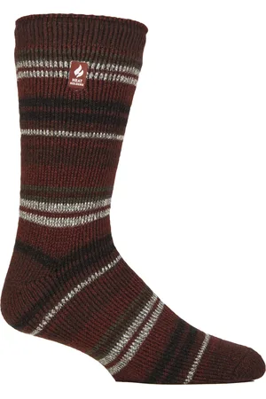 Heat Holders Mens Thermal Patterned Brushed Socks with Stripes for Winter - - Size UK 6-11