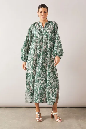 wallis Womens Tropical Floral Collarless Midaxi Dress - - Size 16 UK