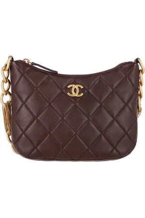 CHANEL Pre-owned Womens CC Quilted Mixed Chain Hobo Shoulder Bag in Brown Leather - Lamb Leather - One Size