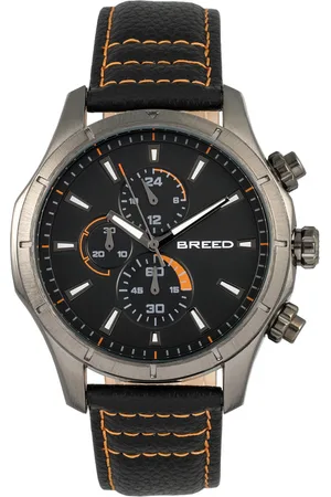 Breed Mens Lacroix Chronograph Leather-Band Watch - Stainless Steel - One Size
