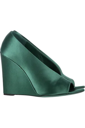 Burberry Pre-owned Womens Prorsum Shoreham 110 Wedge Peep Toe Pumps in Satin - Size EU 37