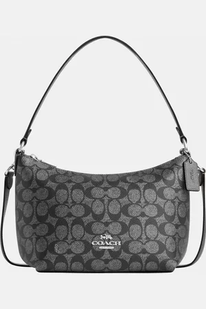 Coach Womens Zip Top Shoulder Bag in Metallic Signature Canvas - - One Size