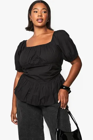 Boohoo Womens Plus Cotton Puff Sleeve Blouse - - Size 18 UK