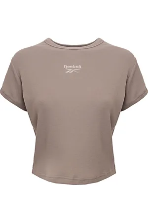 Reebok Womens Ribbed Crop T-Shirt in - Size Large