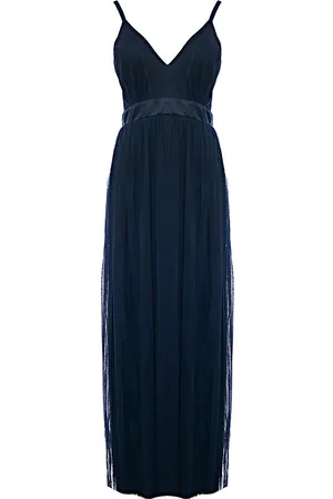 ANAYA With Love WoMens Bridesmaid Petite Tulle Plunge Front Maxi Dress - Size 4 UK