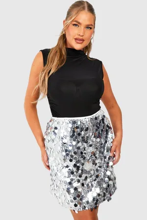 Boohoo Womens Plus Mixed Disk Sequin Mini Skirt - - Size 24 UK