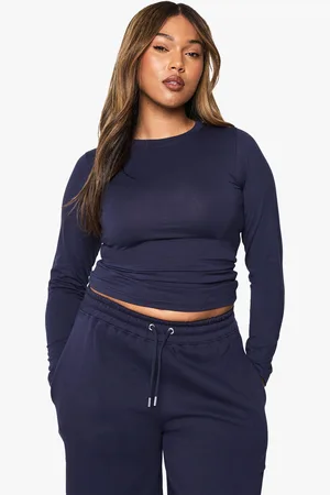 Boohoo Womens Plus Long Sleeve Fitted Top - Cotton - Size 28 UK