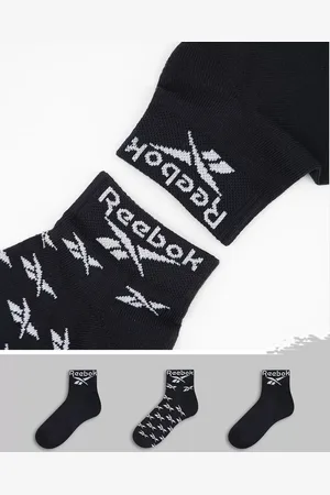 Reebok Womens 3 Pack Logo Ankle Socks In - Size Medium