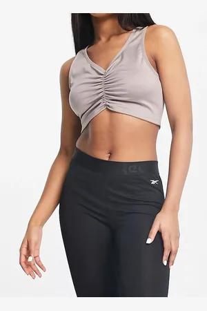 Reebok Womens Training Studio Ruched Cropped Tank Top In - Size Small