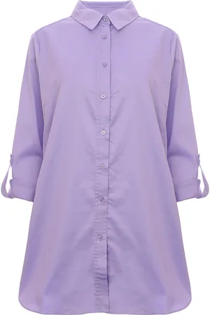 INWEAR Vex Womens Oversized Cotton Shirt in Lilac - - Size 10 UK