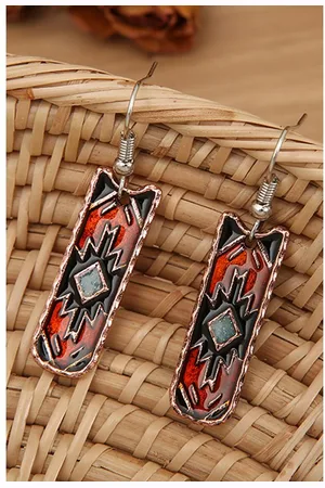 Azura Exchange Unisex Western Aztec Pattern Alloy Dangle Earrings Metal - One Size