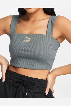 PUMA Womens Classic Ribbed Chunky Strap Top In Cotton/Polyester - Size Medium