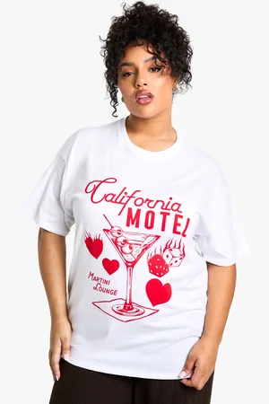 Boohoo Womens PLUS CALIFORNA MOTEL OVERSIZED T-SHIRT - Cotton - Size 20 UK