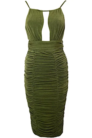 Rare Fashion WoMens Cut-Out Detail Ruched Midi Dress - - Size 4 UK