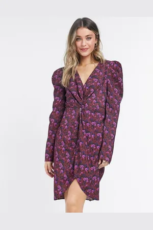 NA-KD Womens Floral Print Knot Front Mini Dress In - Size EU 38 (Womens)