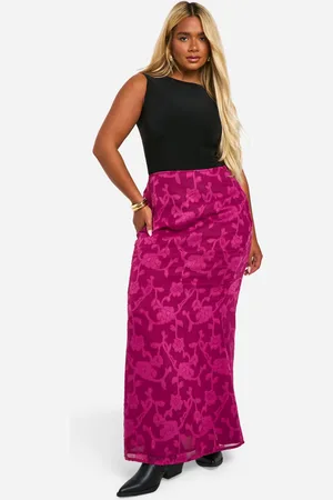 Boohoo Womens Plus Burnout Floral Maxi Skirt - - Size 28 UK