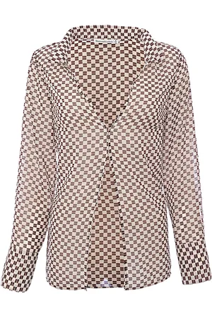 Abercrombie & Fitch Womens Sheer Shirt with Checkerboard - Size Medium